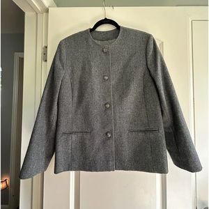 Pendleton Womens Size 14 Petite Wool Gray Lined Jacket Blazer